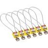 Safety Padlocks - Compact Cable, Yellow, KD - Keyed Differently, Steel, 216.00 mm, 6 Piece / Box